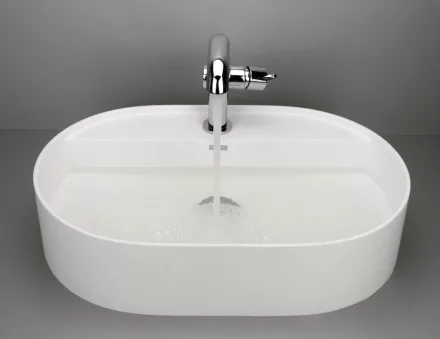 Deante Silia pultra tehető gránit mosdó 55x35 cm csaptelep szigettel, alabástrom CQS_AU6B