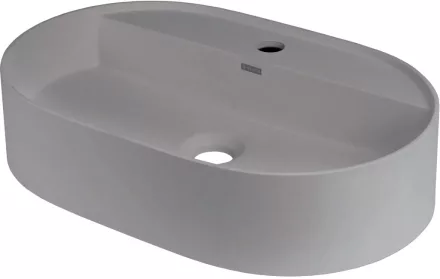 Deante Silia pultra tehető gránit mosdó 55x35 cm csaptelep szigettel, szürke metál CQS_SU6B