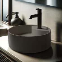   Deante Silia pultra tehető gránit mosdó 36 cm csaptelep szigettel, antracit metál CQS_TU4B
