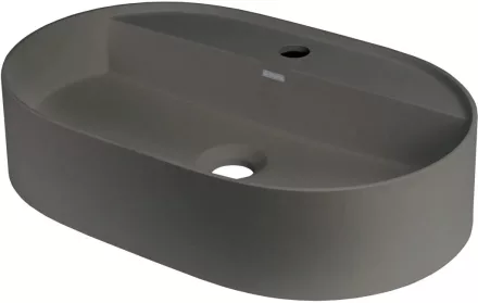 Deante Silia pultra tehető gránit mosdó 55x35 cm csaptelep szigettel, antracit metál CQS_TU6B