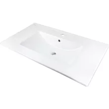 Deante Tubo beépíthető kerámia mosdó csaplyukkal és túlfolyóval 81x47 cm fehér kivitelben.