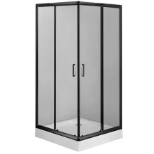Deante Funkia szögletes zuhanykabin átlátszó üveggel és akril zuhanytálcával 90x185 cm, matt fekete profillal.