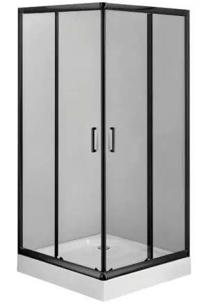Deante Funkia szögletes zuhanykabin átlátszó üveggel és akril zuhanytálcával 90x185 cm, matt fekete profillal.