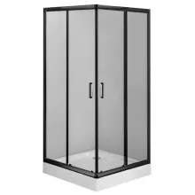 Deante Funkia szögletes zuhanykabin átlátszó üveggel és akril zuhanytálcával 80x185 cm, matt fekete profillal.