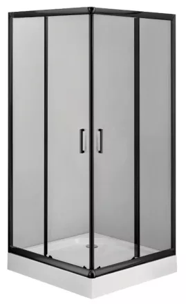 Deante Funkia szögletes zuhanykabin átlátszó üveggel és akril zuhanytálcával 80x185 cm, matt fekete profillal.
