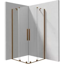Deante Prizma szögletes zuhanykabin 90x90 cm átlátszó üveggel és szálcsiszolt bronz profilszínnel.