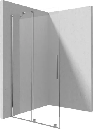 Deante Prizma Walk-in zuhanyajtó 140x195 cm átlátszó üveggel és króm profilszínnel.