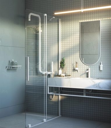 Deante Prizma Walk-in megfordítható zuhanyajtó 100x195 átlátszó üveggel, fehér profilszín KTJ_A30R