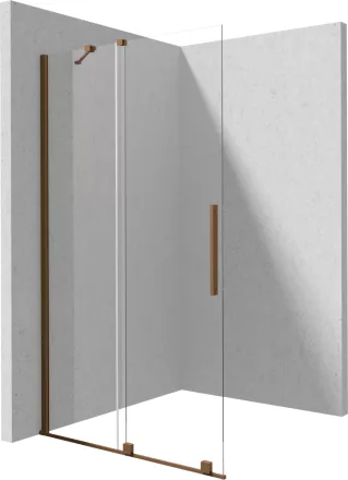 Deante Prizma Walk-in zuhanyajtó 120x195 cm átlátszó üveggel és szálcsiszolt bronz profilszínnel.