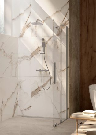 Deante Prizma Walk-in megfordítható zuhanyajtó 100x195 átlátszó üveggel, szálcsiszolt acél profilszín KTJ_F30R
