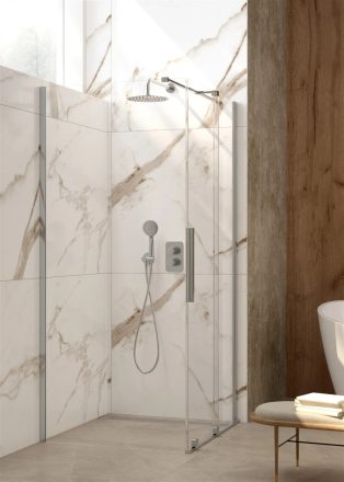 Deante Prizma Walk-in zuhanyajtó 90x195 átlátszó üveggel, szálcsiszolt acél profilszín KTJ_F39R