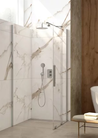 Deante Prizma Walk-in zuhanyajtó 90x195 átlátszó üveggel, szálcsiszolt acél profilszín KTJ_F39R