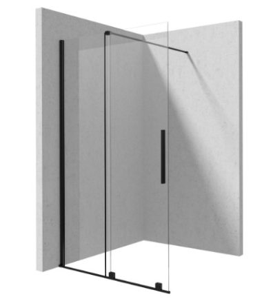 Deante Jasmin Walk-in megfordítható zuhanyajtó 100x195 átlátszó üveggel, matt fekete profilszín KTJ_N30R