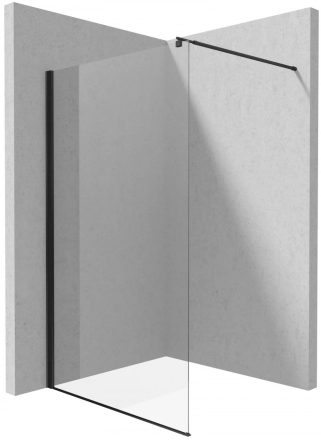 Deante Kerria Plus Walk-in zuhanyfal 140x200 cm átlátszó üveg, matt fekete profil KTS N34P