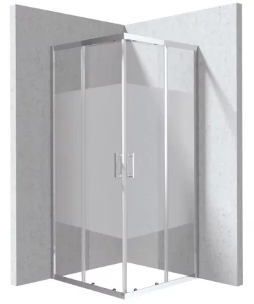 Deante Funkia Evo zuhanykabin csík mintás átlátszó üveggel 80x80x195 cm, króm profillal.
