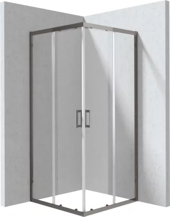 Deante Funkia Evo zuhanykabin átlátszó üveggel 90x90x195 cm méretben, titánium profilszínnel.