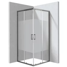 Deante Funkia Evo zuhanykabin csík mintás átlátszó üveggel 80x80x195 cm méretben, titánium profilszínnel.