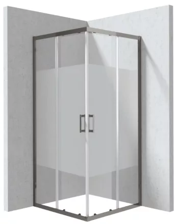 Deante Funkia Evo zuhanykabin csík mintás átlátszó üveggel 80x80x195 cm méretben, titánium profilszínnel.