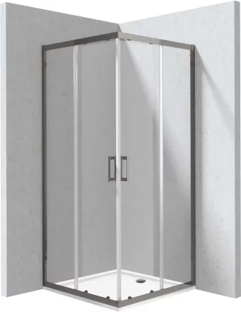 Deante Funkia Evo szögletes zuhanykabin 90x195 cm méretben átlátszó üveggel, akril zuhanytálcával és titánium profilszínnel.