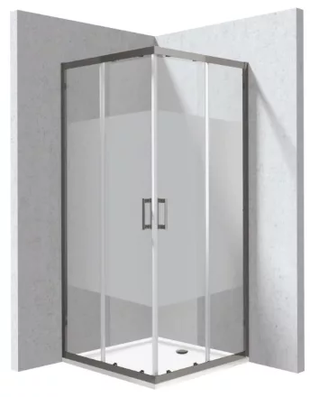Deante Funkia Evo szögletes zuhanykabin 80x195 cm csík mintás átlátszó üveggel, akril zuhanytálcával és titánium profilszínnel.