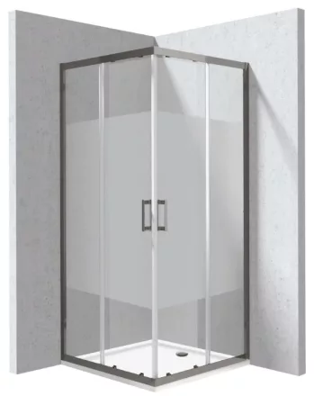 Deante Funkia Evo szögletes zuhanykabin 90x195 cm csík mintás átlátszó üveggel, akril zuhanytálcával és titánium profilszínnel.