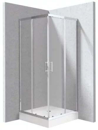 Deante Funkia Evo szögletes zuhanykabin 80x195 cm átlátszó edzett üveggel, króm profilszínnel és akril zuhanytálcával.
