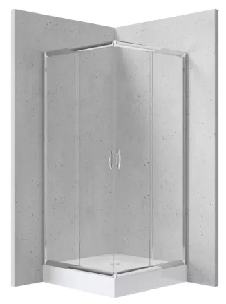 Deante Funkia szögletes zuhanykabin átlátszó üveggel és akril zuhanytálcával 80x185 cm, króm profillal.