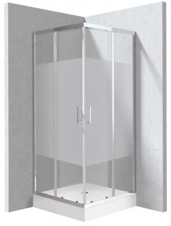Deante Funkia Evo szögletes zuhanykabin 90x195 cm csík mintás átlátszó üveggel, akril zuhanytálcával és króm profilszínnel.