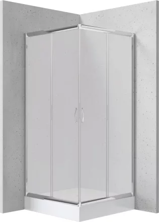 Deante Funkia szögletes zuhanykabin 90x185 cm méretben matt üveggel, akril zuhanytálcával és króm profilszínnel,