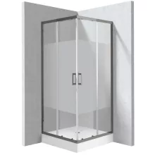 Deante Funkia Evo szögletes zuhanykabin 80x195 cm csík mintás átlátszó üveggel, akril zuhanytálcával és titánium profilszínnel.