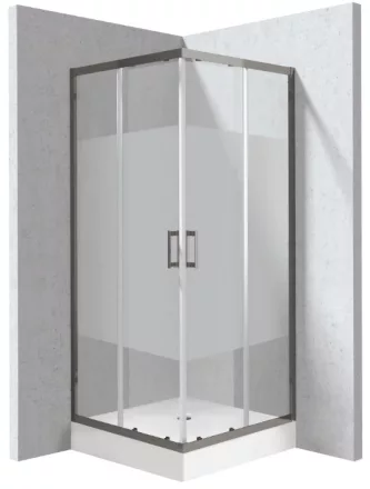 Deante Funkia Evo szögletes zuhanykabin 80x195 cm csík mintás átlátszó üveggel, akril zuhanytálcával és titánium profilszínnel.