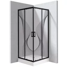 Deante Funkia Evo szögletes zuhanykabin 90x195 cm hullám mintás üveggel, akril zuhanytálcával és matt fekete profilszínnel.