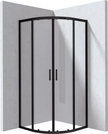 Deante Funkia Evo íves zuhanykabin átlátszó üveggel 90x90x195 cm, matt fekete profilszín KYP_N099P