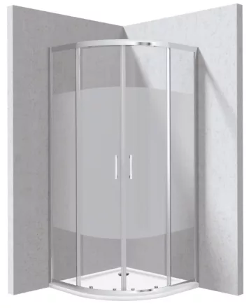Deante Funkia Evo íves zuhanykabin 80x195 cm csík mintás átlátszó üveggel, akril zuhanytálcával és króm profilszínnel.