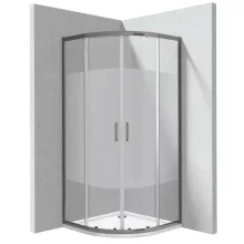 Deante Funkia Evo íves zuhanykabin 90x195 cm csík mintás átlátszó üveggel, akril zuhanytálcával és titánium profilszínnel.