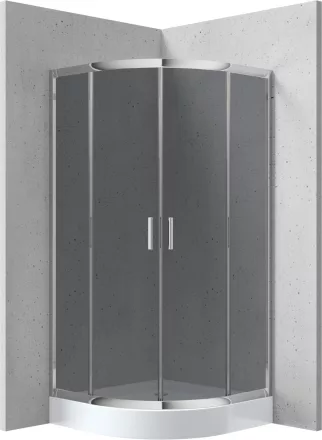Deante Funkia íves zuhanykabin 80x185 cm méretben grafit üveggel, akril zuhanytálcával és króm profilszínnel.