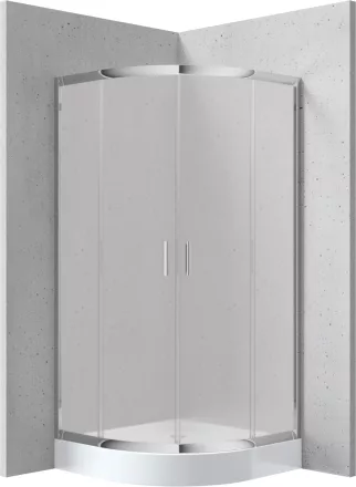 Deante Funkia íves zuhanykabin 90x185 cm méretben matt üveggel, akril zuhanytálcával és króm profilszínnel,