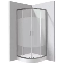 Deante Funkia Evo íves zuhanykabin 80x195 cm csík mintás üveggel, titánium profilszínnel és akril zuhanytálcával.