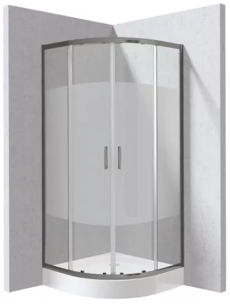 Deante Funkia Evo íves zuhanykabin 80x195 cm csík mintás üveggel, titánium profilszínnel és akril zuhanytálcával.