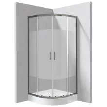 Deante Funkia Evo íves zuhanykabin 90x195 cm csík mintás üveggel, akril zuhanytálcával és titánium profilszínnel.