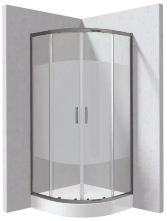 Deante Funkia Evo íves zuhanykabin 90x195 cm csík mintás üveggel, akril zuhanytálcával és titánium profilszínnel.