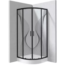 Deante Funkia Evo íves zuhanykabin 80x195 cm hullám mintás üveggel, akril zuhanytálcával és matt fekete profilszínnel.