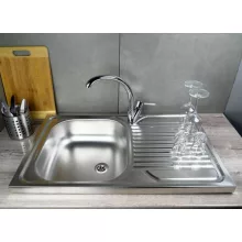   Deante Tango egymedencés Teletetős! acél mosogató jobbos csepegtetővel 80x50 cm, szatén ZM5 011P