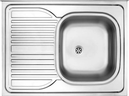 Deante Tango 1 medencés acél mosogató csepegtetővel 80x60 cm, bal oldali lefolyóval szatén ZM6 011L
