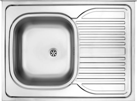 Deante Tango 1 medencés acél mosogató csepegtetővel 80x60 cm, jobb oldali lefolyóval, dekor ZM6 311P