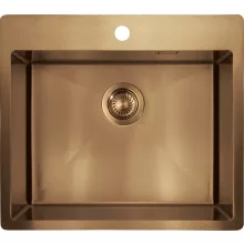   Deante Olfato 1 medencés szögletes acél mosogató 55x50,5 cm, szálcsiszolt bronz ZPO_C10B