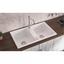   Deante Eridan 2 medencés gránit mosogató csepegtető nélkül 86x50 cm, alabástrom ZQE A203