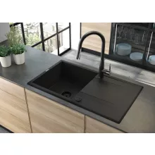   Deante Eridan 1 medencés gránit mosogató 86x50 cm csepegtetővel, grafit metál ZQE G113