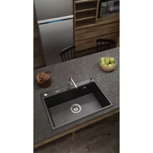   Deante Eridan 1 medencés gránit mosogató 70x52 cm csepegtető nélkül, antracit metál ZQE T103