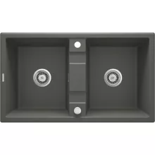   Deante Eridan 2 medencés gránit mosogató csepegtető nélkül 86x50 cm, antracit metál ZQE T203